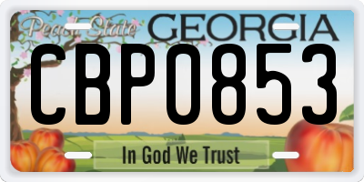 GA license plate CBP0853