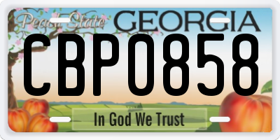 GA license plate CBP0858