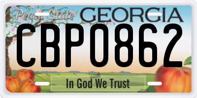 GA license plate CBP0862