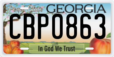 GA license plate CBP0863