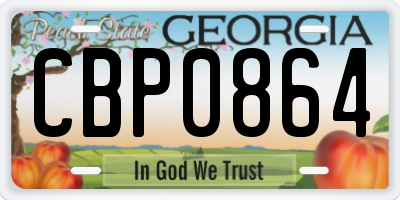 GA license plate CBP0864