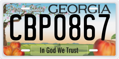 GA license plate CBP0867