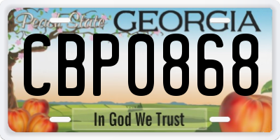 GA license plate CBP0868