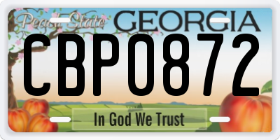 GA license plate CBP0872