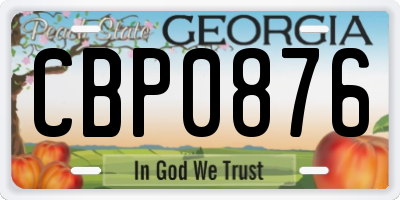 GA license plate CBP0876