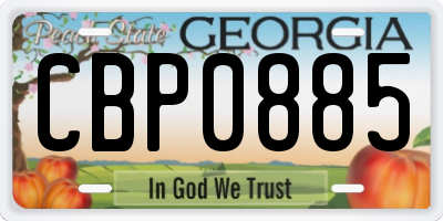 GA license plate CBP0885