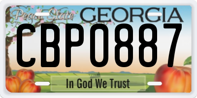GA license plate CBP0887