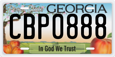 GA license plate CBP0888