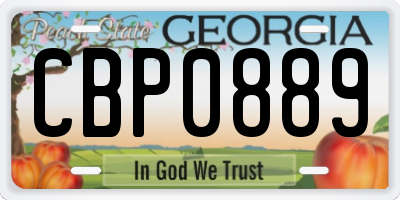 GA license plate CBP0889