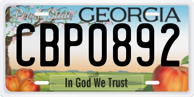 GA license plate CBP0892