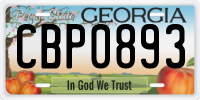 GA license plate CBP0893