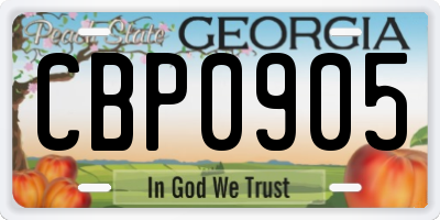 GA license plate CBP0905