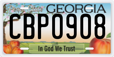 GA license plate CBP0908
