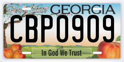 GA license plate CBP0909