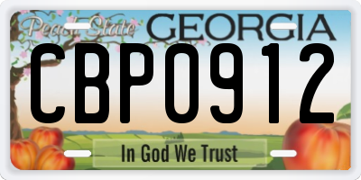 GA license plate CBP0912
