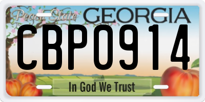 GA license plate CBP0914