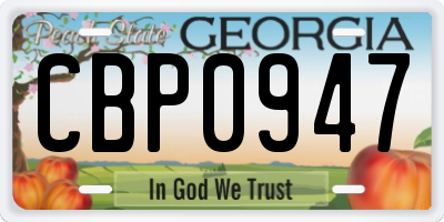 GA license plate CBP0947