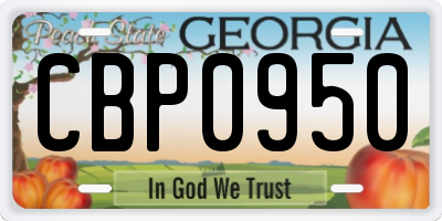 GA license plate CBP0950