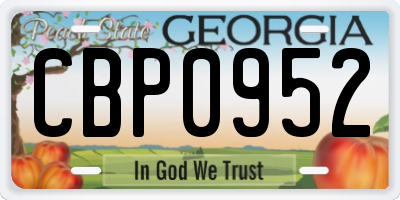 GA license plate CBP0952