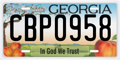 GA license plate CBP0958