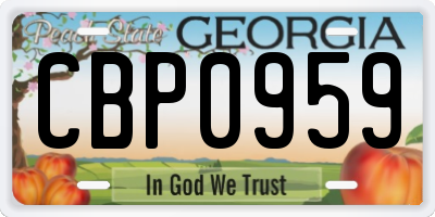 GA license plate CBP0959