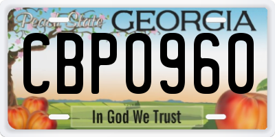 GA license plate CBP0960