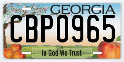 GA license plate CBP0965
