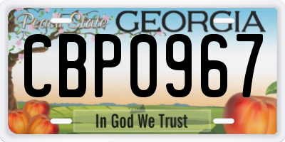 GA license plate CBP0967