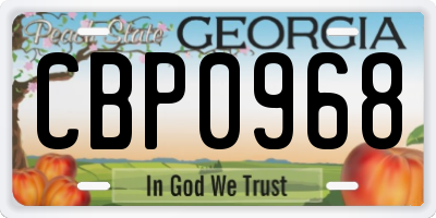 GA license plate CBP0968