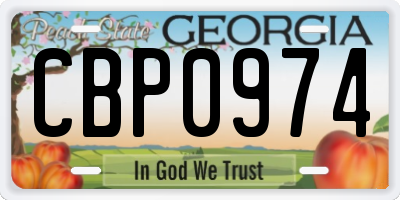 GA license plate CBP0974