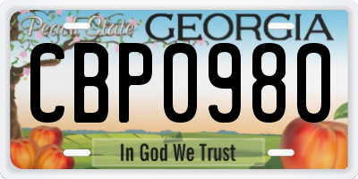 GA license plate CBP0980