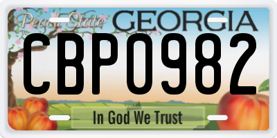 GA license plate CBP0982