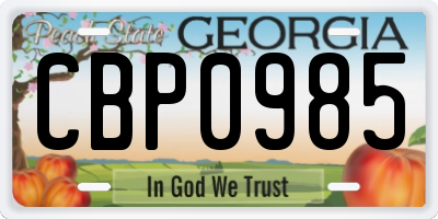 GA license plate CBP0985