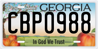 GA license plate CBP0988