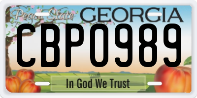 GA license plate CBP0989