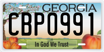 GA license plate CBP0991