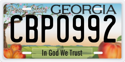 GA license plate CBP0992