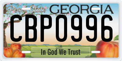 GA license plate CBP0996