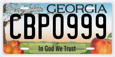 GA license plate CBP0999