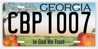 GA license plate CBP1007