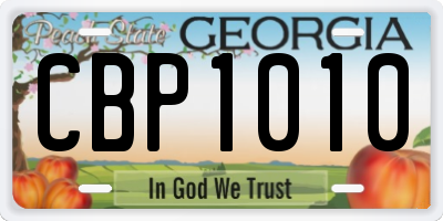 GA license plate CBP1010