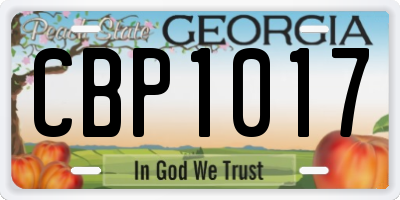 GA license plate CBP1017