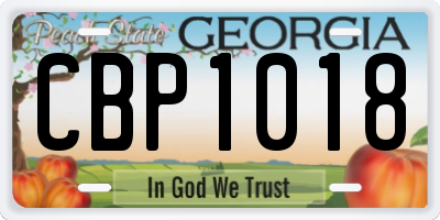 GA license plate CBP1018