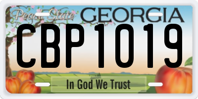 GA license plate CBP1019