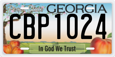 GA license plate CBP1024
