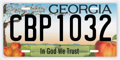 GA license plate CBP1032