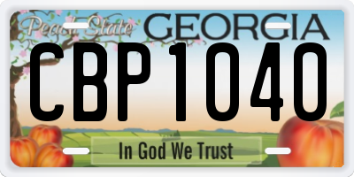 GA license plate CBP1040