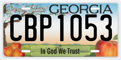GA license plate CBP1053