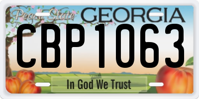 GA license plate CBP1063