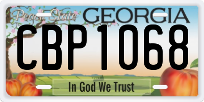 GA license plate CBP1068